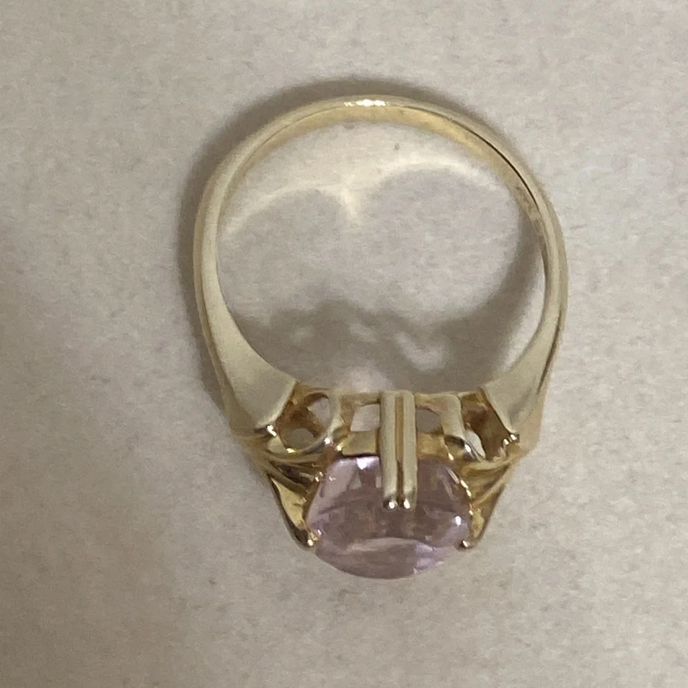 14K Gold Oval Kunzite Ring - Picture 6 of 9